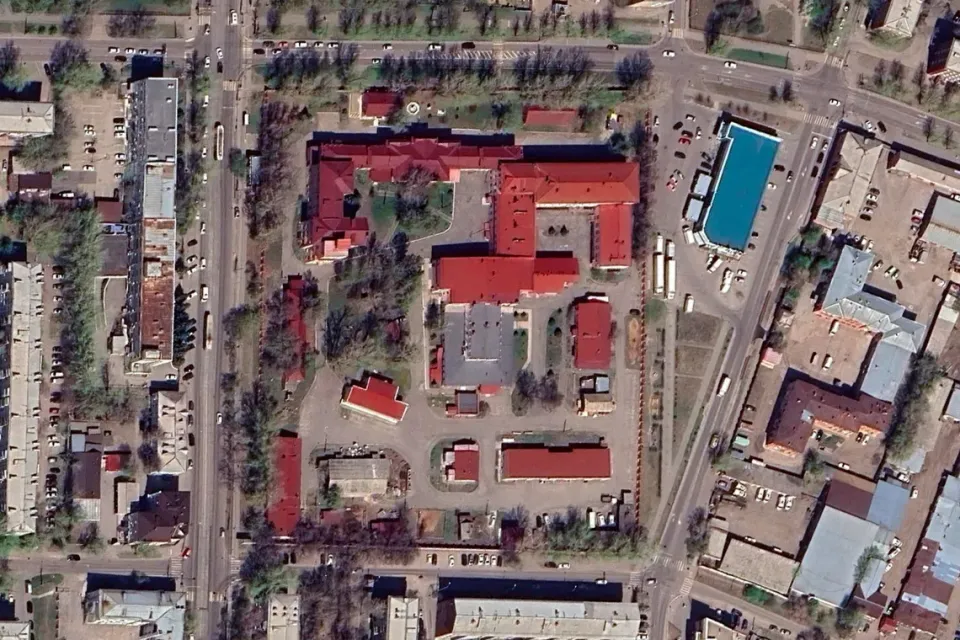 FILE PHOTO: A satellite image shows the Anti-Plague Institute of Siberia and the Far East in Irkutsk, Russia, May 8, 2025. An employee of the institute, Darya Shipilova, 28, was named by Russian media as the laboratory worker who, according
